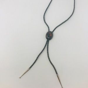 Vintage Bennett Black& Brown Bolo Tie W/Sterling Silver Tips